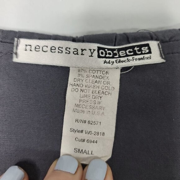 Necessary Objects Gray Short Sleeve Wrap Dress Cotton Blend‎ Ruffle Neck Small - Picture 3 of 12